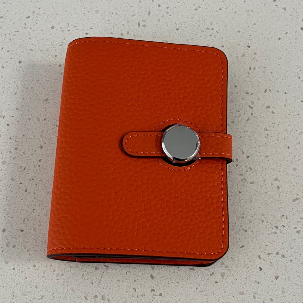 Orange Textured Wallet with Silver Accent